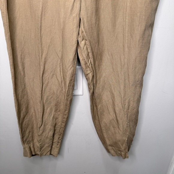 Laura Tan Linen Lightweight Tan Pants Split Hem Size 14 - Picture 11 of 11